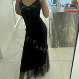 Black stylish elegant exquisite floral spaghetti strap long chiffon ball gown evening dress with jacket HZ1023