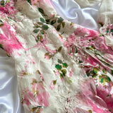 Pink Gorgeous Lightweight Delicate Floral Spaghetti Straps Long Chiffon Ball Gown Evening Dress Party Dress HZ1023