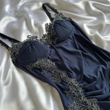 Blue gorgeous exquisite applique lace spaghetti straps long satin prom dress evening dress party dress HZ1023