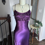 Dark Purple Vintage Fashion Stunning Elegant Delicate Beaded Long Satin Formal Prom Dress Evening Gown Birthday Party Dress Prom Dress Graduation Dress HZ1023