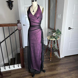 Purple Vintage Fashion Elegant Exquisite Floral Beading Long Black Tulle Ruffle Spaghetti Strap Ball Gown Evening Dress Party Dress Prom Dress HZ1023