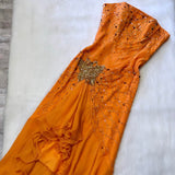 Orange Gorgeous Fashion Exquisite Beading Long Satin Elegant Ball Gown Evening Dress Party Dress HZ1023