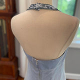 Purple Fashion Small V Neck Exquisite Beaded Long Tulle Ball Gown Evening Gown Party Dress HZ1023