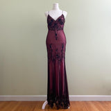Dark Red ClassyPretty Charming Elegant Exquisite Beaded Long Chiffon Ball Gown Evening Gown Party Dress HZ1023