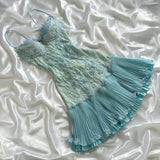 ???Powder Blue Sparkling Charming Retro Princess Stunning Unique Fashionable Beautiful Elegant Delicate Lace Short Lace Sequin Homecoming Dress Prom Dress Evening Dress Birthday Party Dress Prom Dress HZ1023