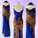 Royal Blue Elegant Vintage Fashion Flower Long Chiffon Fairy Evening Gown Party Dress Prom Dress HZ1023