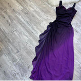 Purple Shiny Fashion Gradient Elegant Long Chiffon Ball Gown Evening Dress Birthday Party Dress Fairy Dress Homecoming Dress Wedding Guest Dress Prom Dress HZ1023