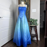Blue Light Blue Fashion Gradient Vintage Elegant Exquisite Beaded Long Formal Prom Dress Evening Dress Party Dress HZ1023