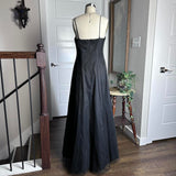 Black vintage fashion elegant exquisite beaded floral spaghetti straps long A-line satin tulle ball gown evening dress party dress prom dress HZ1023