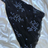 Black gorgeous shiny beautiful stylish unique elegant exquisite blue floral beading long chiffon ball gown evening dress party dress HZ1023