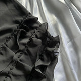 ??? Black Beautiful Vintage Elegant Exquisite Floral Beading 3D Flower Applique Asymmetric Ruffle Dress Midi Chiffon Homecoming Dress Prom Dress Evening Dress Party Dress Graduation Dress HZ1023