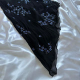 Black gorgeous shiny beautiful stylish unique elegant exquisite blue floral beading long chiffon ball gown evening dress party dress HZ1023