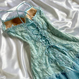 ???Powder Blue Sparkling Charming Retro Princess Stunning Unique Fashionable Beautiful Elegant Delicate Lace Short Lace Sequin Homecoming Dress Prom Dress Evening Dress Birthday Party Dress Prom Dress HZ1023