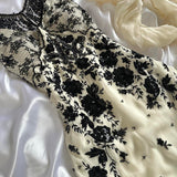 Cream black vintage fashion gorgeous exquisite beading lace shiny elegant long ball gown evening dress birthday party dress prom dress HZ1023