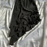 ??? Black Beautiful Vintage Elegant Exquisite Floral Beading 3D Flower Applique Asymmetric Ruffle Dress Midi Chiffon Homecoming Dress Prom Dress Evening Dress Party Dress Graduation Dress HZ1023