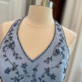 Purple Fashion Small V Neck Exquisite Beaded Long Tulle Ball Gown Evening Gown Party Dress HZ1023