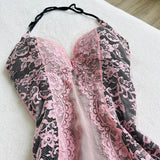 Pink Fashion Suspender Exquisite Lace Long Ruffled Ball Gown Evening Dress Party Dress HZ1023