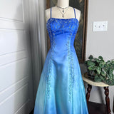 Blue Light Blue Fashion Gradient Vintage Elegant Exquisite Beaded Long Formal Prom Dress Evening Dress Party Dress HZ1023