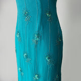 Blue fashion shiny elegant exquisite beading spaghetti straps long Tulle women's prom dress evening dress party dress HZ1023