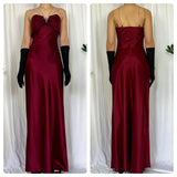 Burgundy Red Gorgeous Retro Fashion Rhinestone Gown Sweetheart Neck Long Satin Ball Gown Evening Gown Party Dress Prom Gown HZ1023