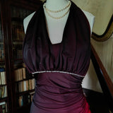 Burgundy retro gradient fashion elegant exquisite beaded sling long chiffon ball gown, evening dress, party dress,prom dress HZ1023