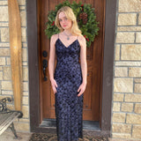 Purple Elegant Exquisite Floral Spaghetti Strap Long Chiffon Ball Gown Evening Dress Party Dress Prom Dress HZ1023