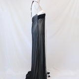 Black and white vintage fashion stunning high waist halter neckline long Chiffon Tulle prom dress evening gown party dress bridesmaid dress HZ1023