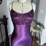 Dark Purple Vintage Fashion Stunning Elegant Delicate Beaded Long Satin Formal Prom Dress Evening Gown Birthday Party Dress Prom Dress Graduation Dress HZ1023