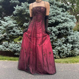 Burgundy Delicate Beaded Long Tulle Elegant Ball Gown Evening Dress Formal Birthday Party Dress Prom Dress HZ1023