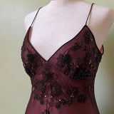 Dark Red ClassyPretty Charming Elegant Exquisite Beaded Long Chiffon Ball Gown Evening Gown Party Dress HZ1023