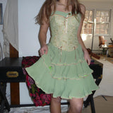 Green pink sweet spaghetti strap layered short lace tulle homecoming dress prom dress evening dress birthday party dress HZ1023