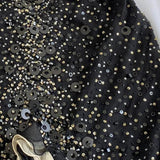 Black shiny elegant ruffle tulle long sequined ball gown prom dress evening gown Party Dresses HZ1023