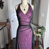 Purple Vintage Fashion Elegant Exquisite Floral Beading Long Black Tulle Ruffle Spaghetti Strap Ball Gown Evening Dress Party Dress Prom Dress HZ1023