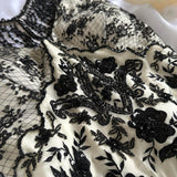 Cream black vintage fashion gorgeous exquisite beading lace shiny elegant long ball gown evening dress birthday party dress prom dress HZ1023