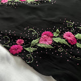 Black gorgeous shiny fashion elegant exquisite floral embroidery long chiffon ball gown evening dress party dress HZ1023