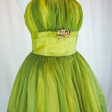 Yellow Green Vintage Elegant Sweet Delicate Floral Appliqu¨¦ Suspender Cake Dress Puffy Skirt Short Knee Length Prom Dress Evening Dress Homecoming Dress HZ1023