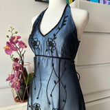 Blue Gorgeous Vintage Elegant Exquisite Beaded Suspender Long Tulle Ball Gown Evening Gown Party Dress Prom Gown HZ1023