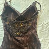 ??Brown Black Unique Vintage Gorgeous Elegant Exquisite Beaded Spaghetti Straps Long/Short Tulle Lace Homecoming Dress Prom Dress Birthday Party Dress Evening Dress Ball Dress Holiday Date Night Dress HZ1023