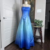 Blue Light Blue Fashion Gradient Vintage Elegant Exquisite Beaded Long Formal Prom Dress Evening Dress Party Dress HZ1023