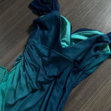 Blue shiny fashion gradient elegant spaghetti straps long chiffon elegant ball gown evening dress party dress HZ1023