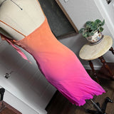 Orange Gradient Exquisite Beaded Spaghetti Strap Midi Chiffon Slim Ball Gown Evening Dress Party Dress Prom Dress HZ1023