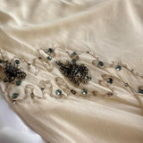 Ivory Shiny Fashion Elegant Beautiful Exquisite Gem Beaded Long Chiffon Ruffles Handmade Customized Ball Gown Evening Dress Party Dress Prom Dress HZ1023