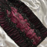 Berry pink stunning vintage fashion pleated mesh midi length elegant lace ball gown evening dress birthday party dress prom dress HZ1023