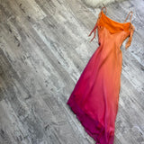 Orange Gradient Fashion Exquisite Beaded Long Tulle Ball Gown Evening Dress Party Dress HZ1023
