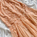 Blush pink light pink gorgeous exquisite vintage fashion floral long elegant chiffon ball gown evening dress birthday party dress prom dress Bridesmaids Dresses HZ1023