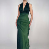 Green Gradient Sparkling Fairy Retro Long Chiffon Bodycon Slim Formal Prom Dress Evening Dress Birthday Party Dress Graduation Prom Dress HZ1023