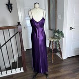 Dark Purple Vintage Fashion Stunning Elegant Delicate Beaded Long Satin Formal Prom Dress Evening Gown Birthday Party Dress Prom Dress Graduation Dress HZ1023