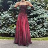 Burgundy Delicate Beaded Long Tulle Elegant Ball Gown Evening Dress Formal Birthday Party Dress Prom Dress HZ1023