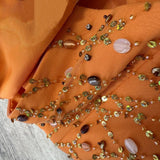 Orange Gorgeous Fashion Exquisite Beading Long Satin Elegant Ball Gown Evening Dress Party Dress HZ1023