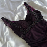 Purple shiny fashion gradient suspenders long elegant chiffon ruffles ball gown evening dress party dress prom dress HZ1023